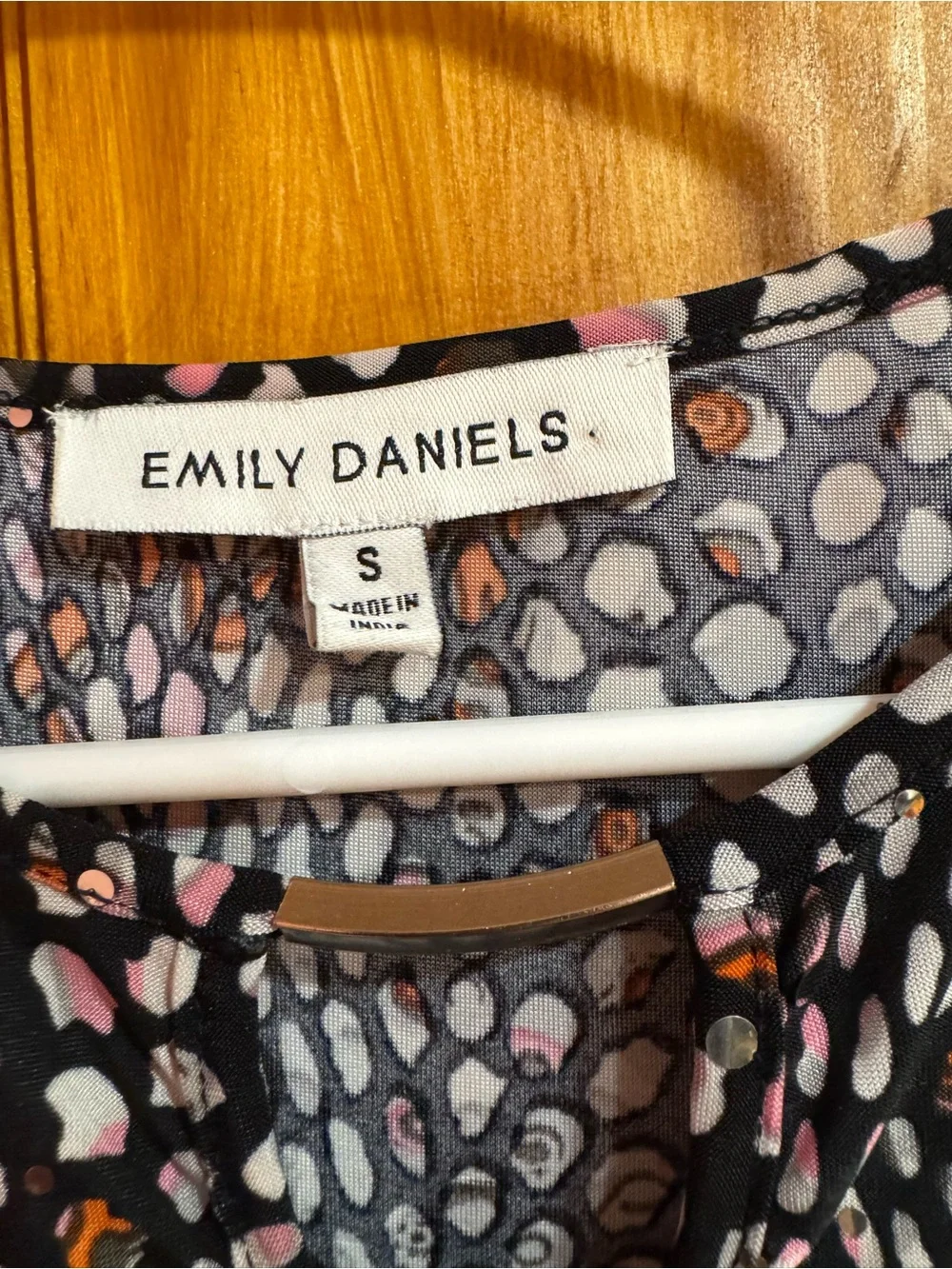 Emily Daniels Black Tunic with Pink & Cream Dot Print